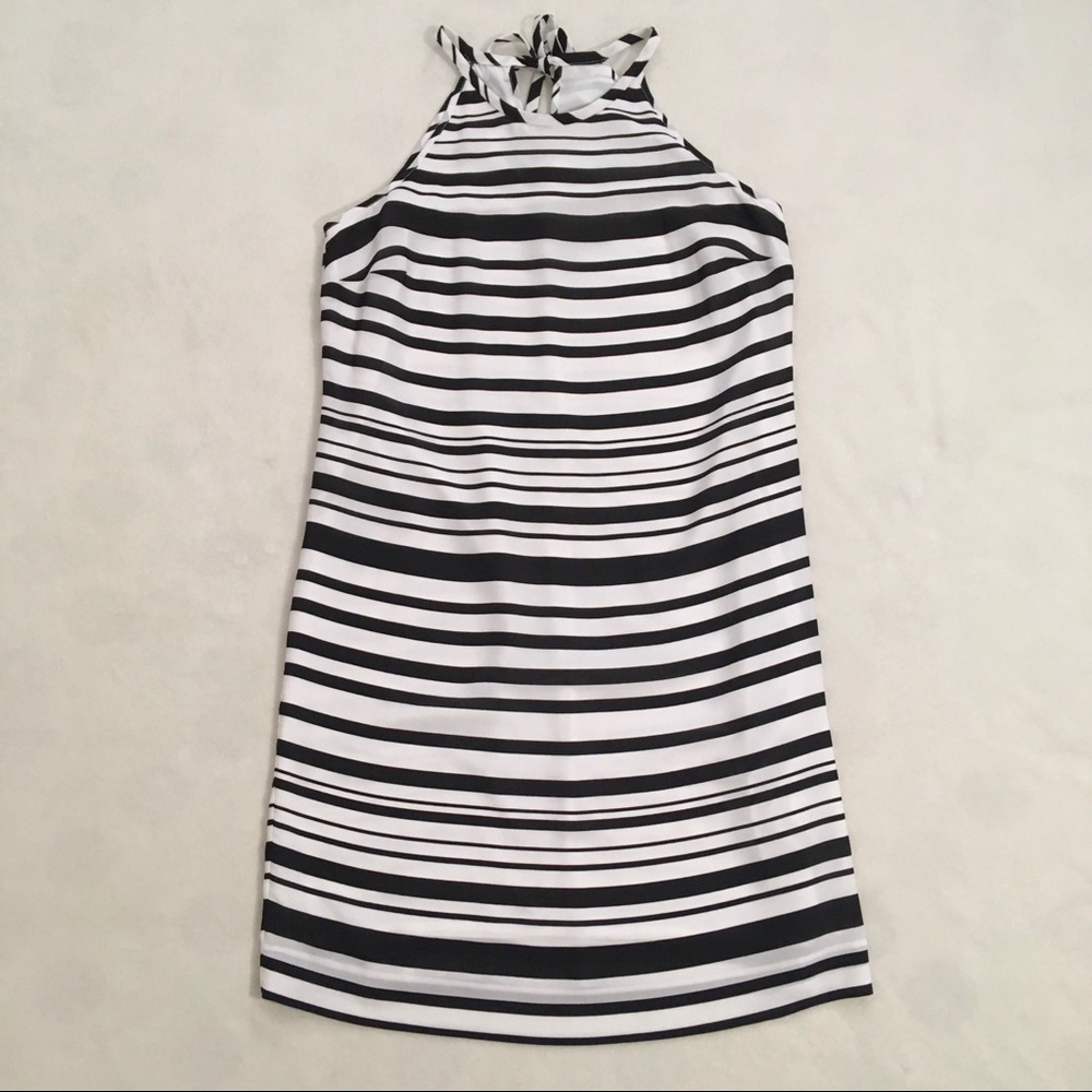 Banana Republic Black and White Striped Mini Dress